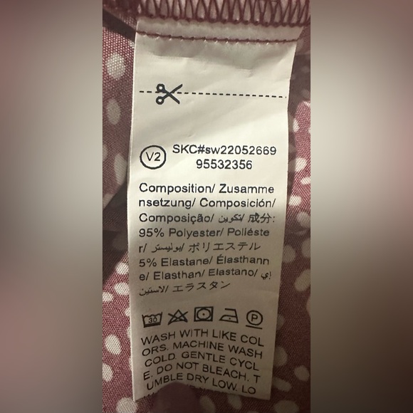 SHEIN Mixed Media Camisole Tiered Mini Dress Black|Maroon Dalmatian Polka Dot - Picture 4 of 4